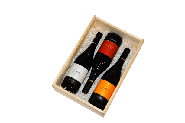 Holzkiste für drei Flaschen - BorStore – Wein aus Ungarn